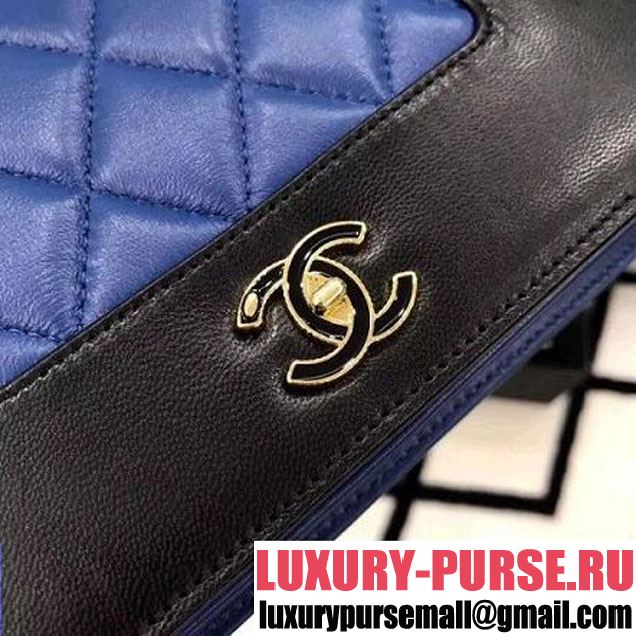 Chanel Two-tone Lambskin Wallet on Chain WOC Bag Black/Blue (LZ-8031315 )