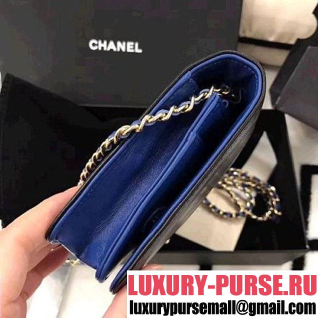 Chanel Two-tone Lambskin Wallet on Chain WOC Bag Black/Blue (LZ-8031315 )