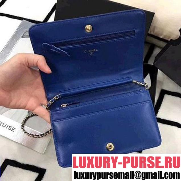 Chanel Two-tone Lambskin Wallet on Chain WOC Bag Black/Blue (LZ-8031315 )