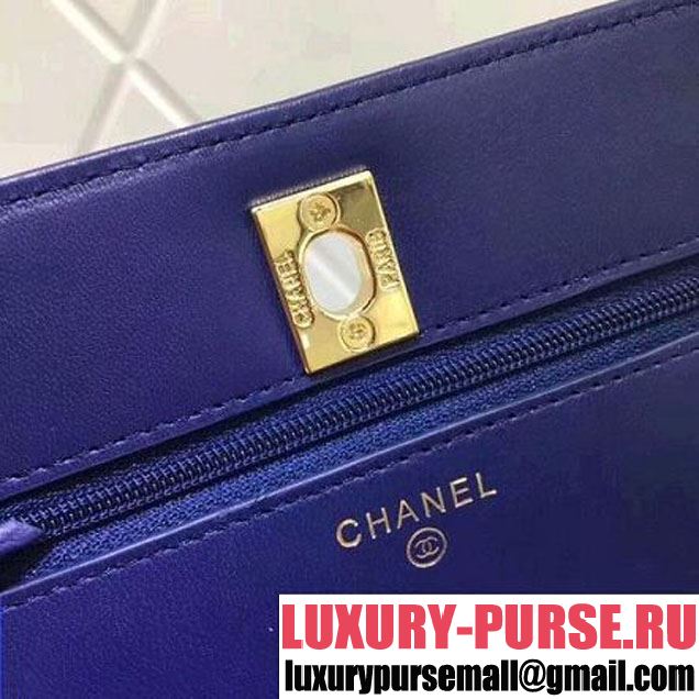 Chanel Chevron Lambskin Trendy CC Wallet on Chain WOC Bag Blue 2018 (ZMD-8031308 )