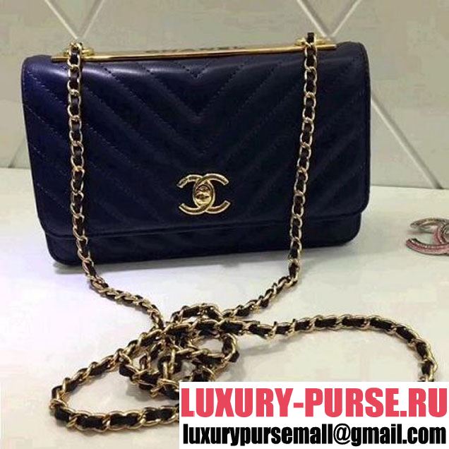 Chanel Chevron Lambskin Trendy CC Wallet on Chain WOC Bag Black 2018 (ZMD-8031307 )