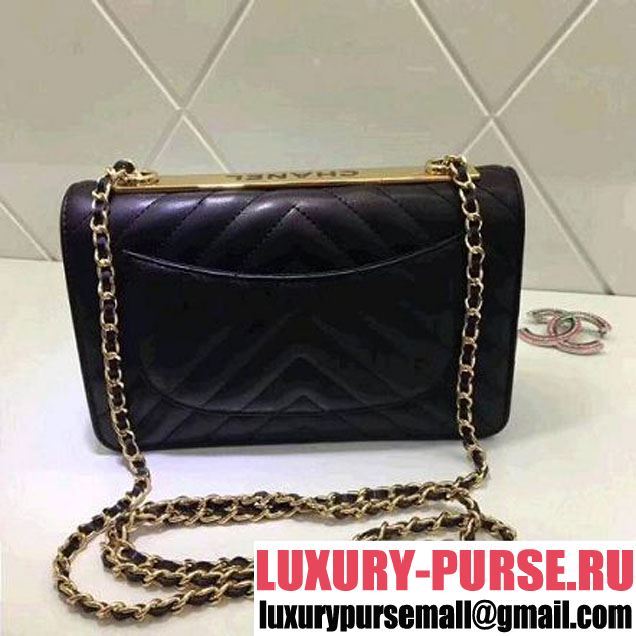Chanel Chevron Lambskin Trendy CC Wallet on Chain WOC Bag Black 2018 (ZMD-8031307 )