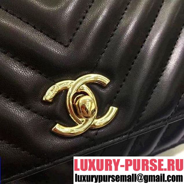 Chanel Chevron Lambskin Trendy CC Wallet on Chain WOC Bag Black 2018 (ZMD-8031307 )
