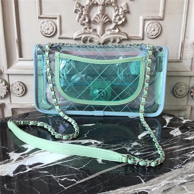 Chanel Medium Coco Splash Flap Bag in PVC A57409 Green