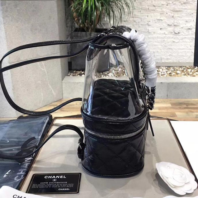 Chanel Crumpled Calfskin PVC Aquarium Small Backpack Bag A57826 Black 2018