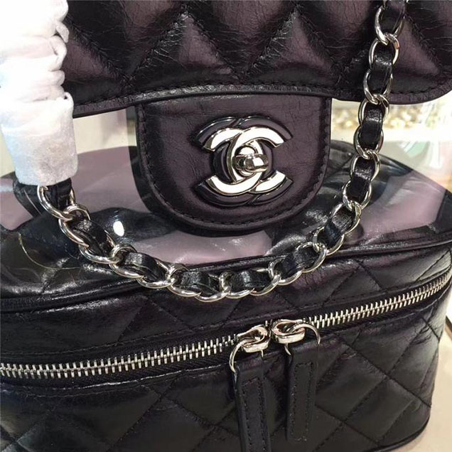 Chanel Crumpled Calfskin PVC Aquarium Small Backpack Bag A57826 Black 2018