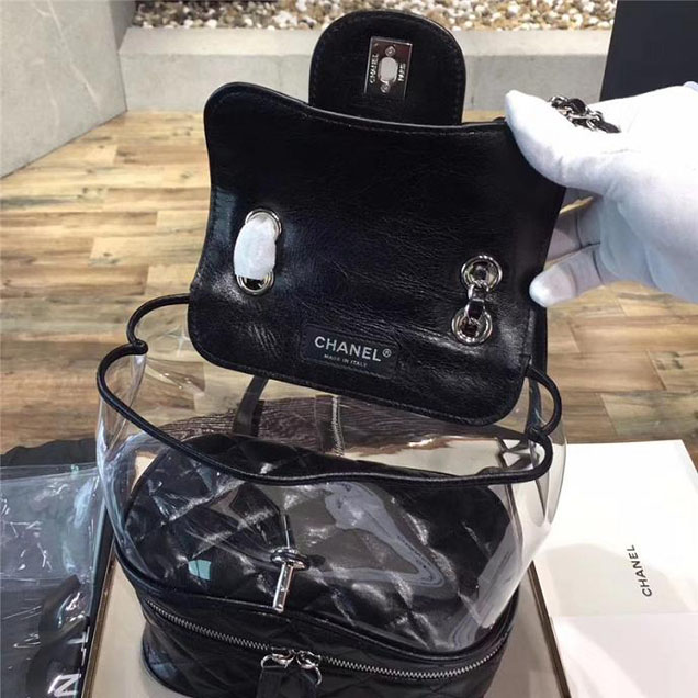 Chanel Crumpled Calfskin PVC Aquarium Small Backpack Bag A57826 Black 2018