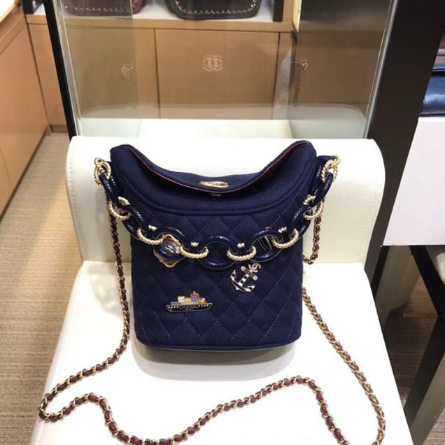 Chanel Wool with Charms Bucket Bag A57868 2018