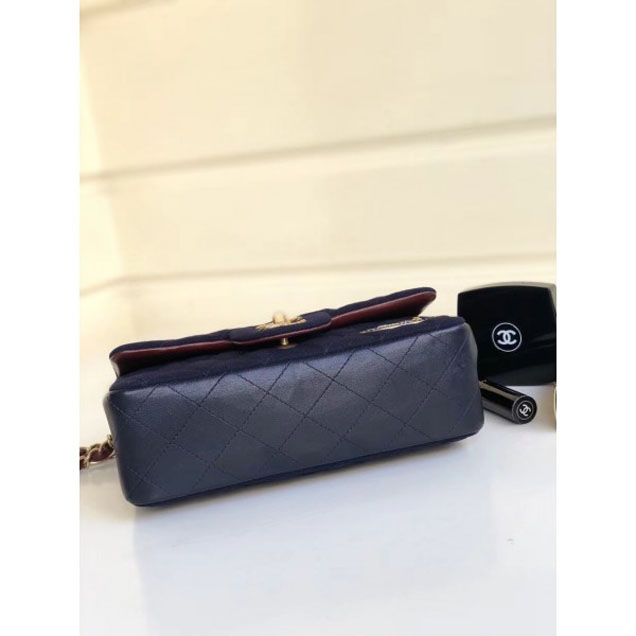 Chanel Wool with Charms Mini Flap Bag A69900 Navy Blue 2018