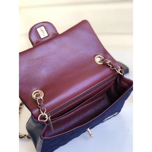 Chanel Wool with Charms Mini Flap Bag A69900 Navy Blue 2018