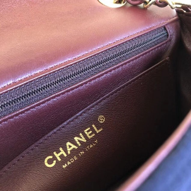 Chanel Wool with Charms Mini Flap Bag A69900 Navy Blue 2018