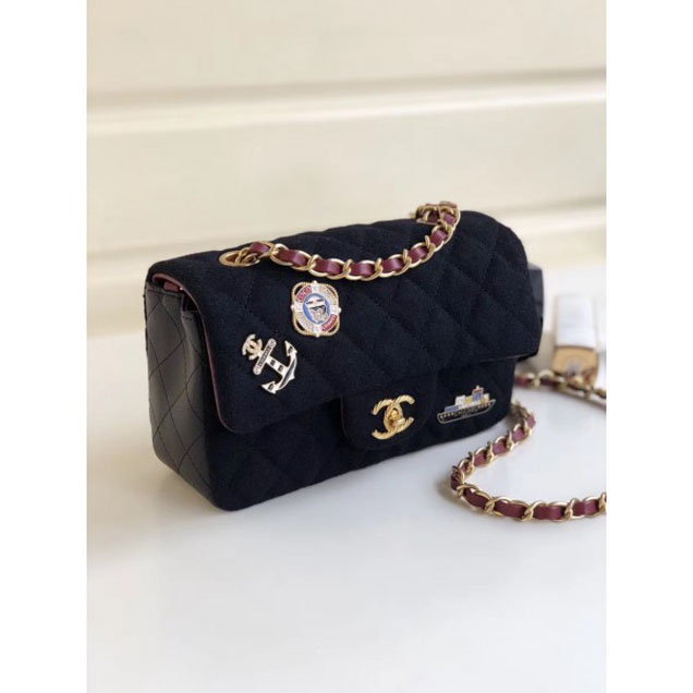 Chanel Wool with Charms Mini Flap Bag A69900 Black 2018