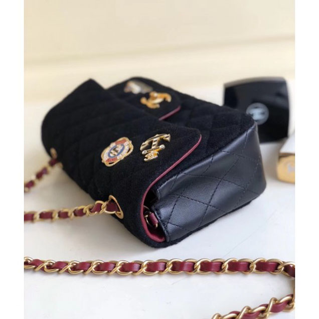 Chanel Wool with Charms Mini Flap Bag A69900 Black 2018