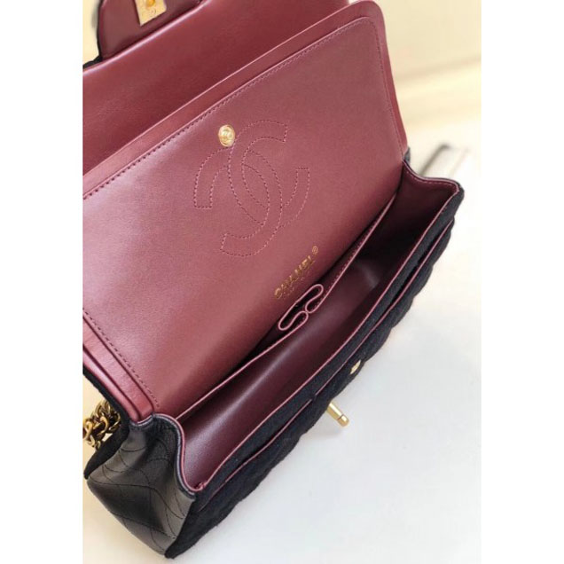 Chanel Wool with Charms Classic Flap Bag A01112 Black 2018