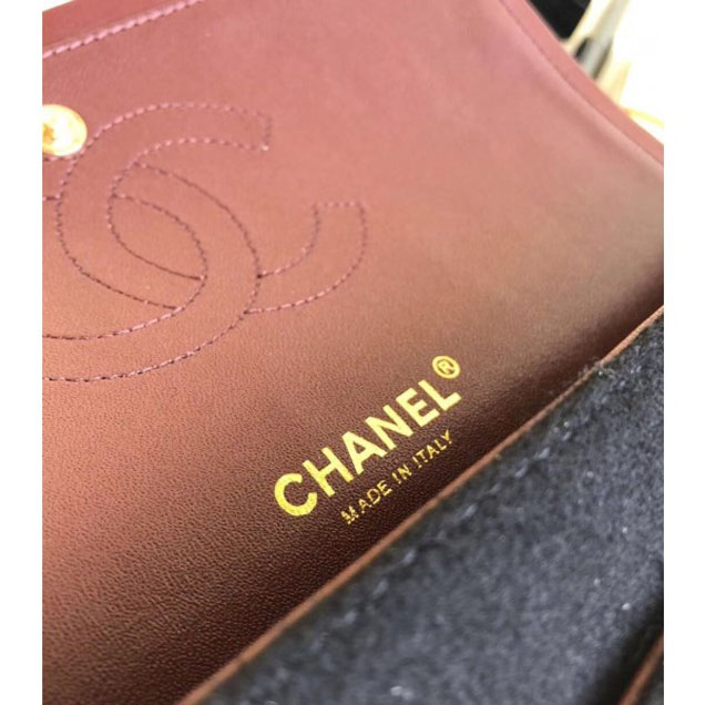 Chanel Wool with Charms Classic Flap Bag A01112 Black 2018