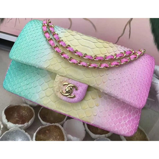 Chanel Rainbow Python Classic Flap Medium Bag