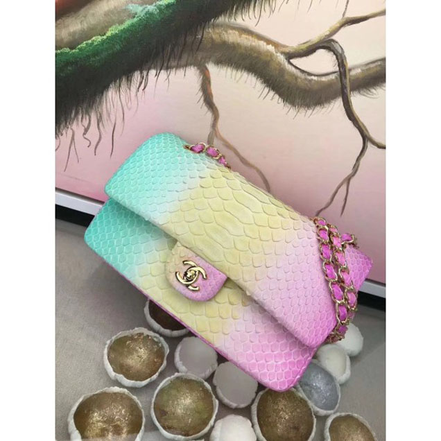 Chanel Rainbow Python Classic Flap Medium Bag