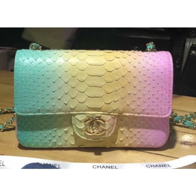 Chanel Rainbow Python Classic Flap Small Bag