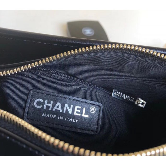 Chanel Embroidered Wool Gabrielle Small/Medium Hobo Bag A91810/A93824 Navy Blue 2018
