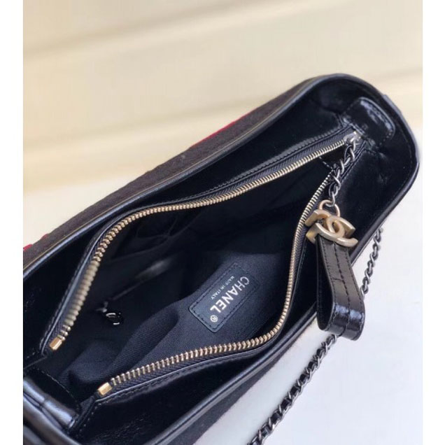 Chanel Embroidered Wool Gabrielle Small/Medium Hobo Bag A91810/A93824 Black 2018