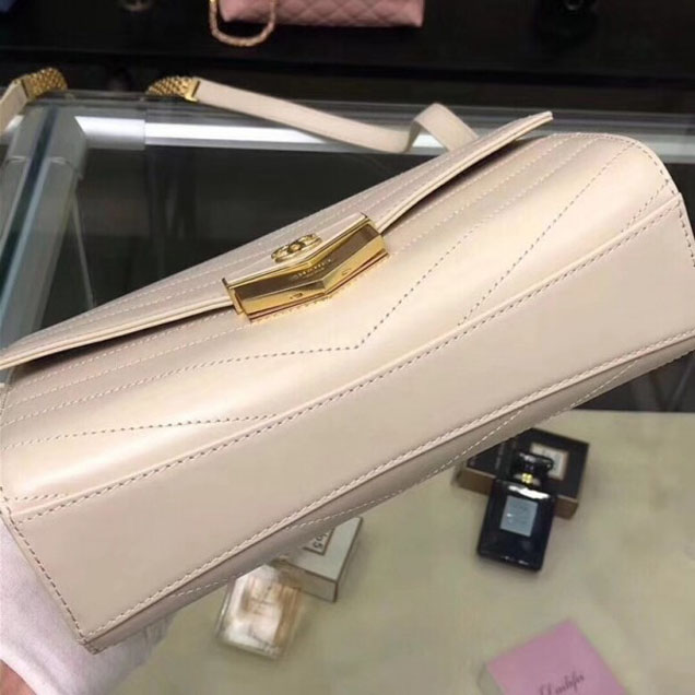 Chanel Chevron Calfskin Small Flap Bag A57491 Beige 2018 Collection