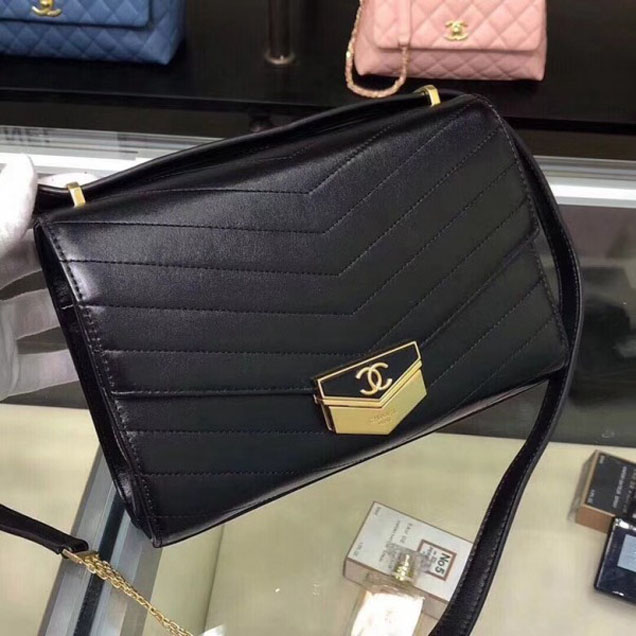 Chanel Chevron Calfskin Small Flap Bag A57491 Black 2018 Collection
