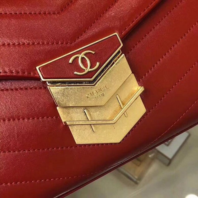 Chanel Chevron Calfskin Small Flap Bag A57491 Red 2018 Collection