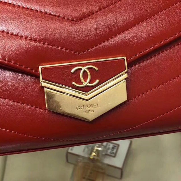Chanel Chevron Calfskin Small Flap Bag A57491 Red 2018 Collection