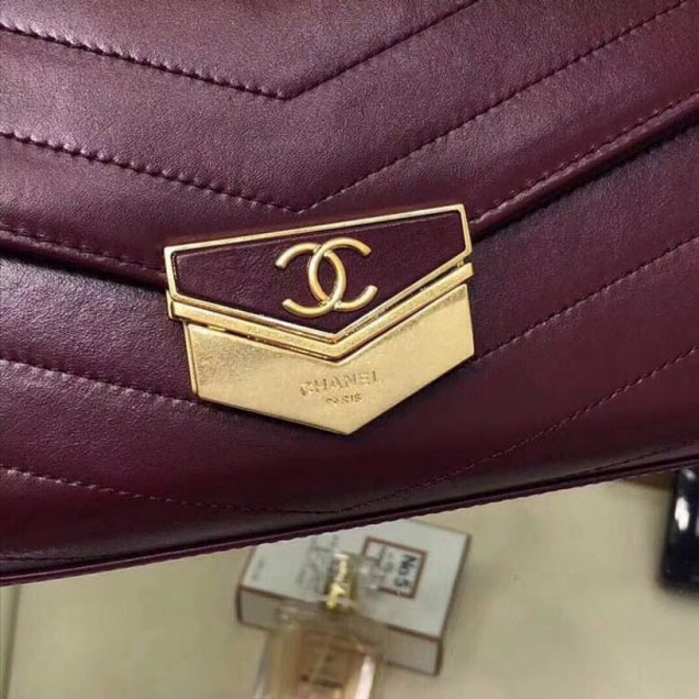 Chanel Chevron Calfskin Small Flap Bag A57491 Burgundy 2018 Collection
