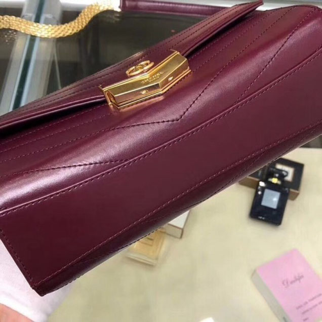 Chanel Chevron Calfskin Small Flap Bag A57491 Burgundy 2018 Collection