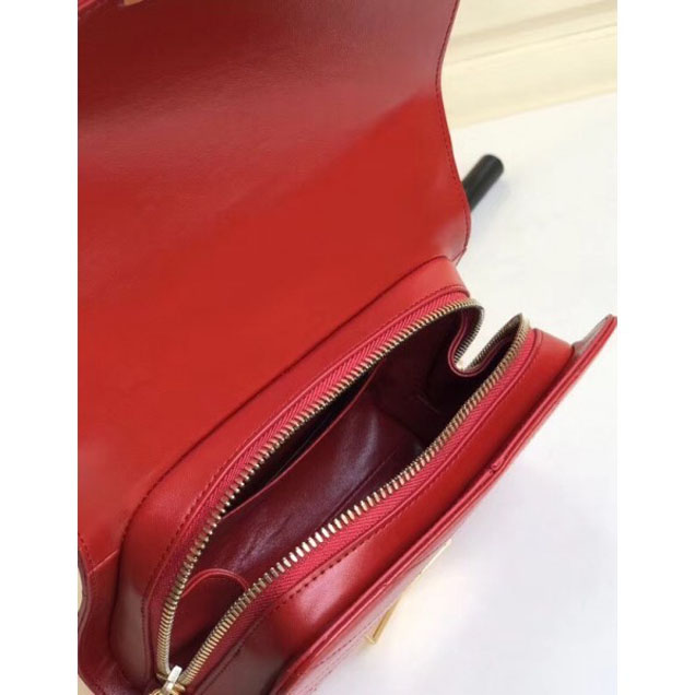 Chanel Chevron Calfskin Gold-Tone Metal Mini Flap Bag A57490 Red 2018
