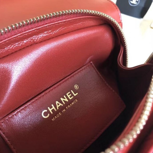 Chanel Chevron Calfskin Gold-Tone Metal Mini Flap Bag A57490 Red 2018