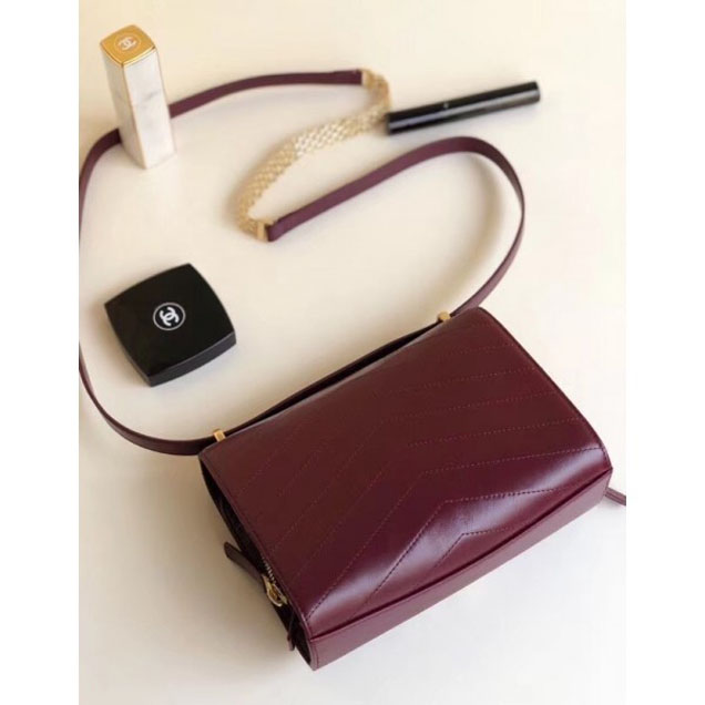 Chanel Chevron Calfskin Gold-Tone Metal Mini Flap Bag A57490 Burgundy 2018