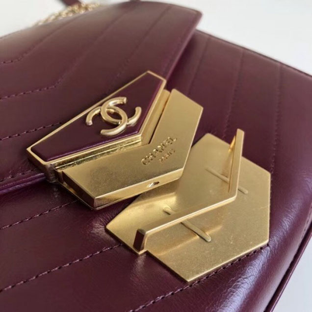 Chanel Chevron Calfskin Gold-Tone Metal Mini Flap Bag A57490 Burgundy 2018