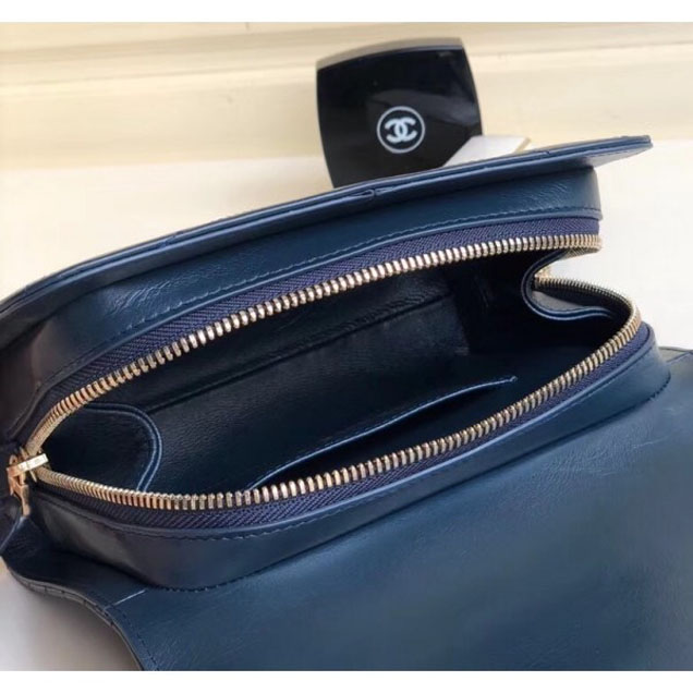 Chanel Chevron Calfskin Gold-Tone Metal Mini Flap Bag A57490 Navy Blue 2018