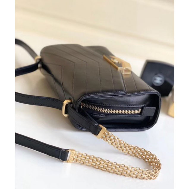 Chanel Chevron Calfskin Gold-Tone Metal Mini Flap Bag A57490 Black 2018