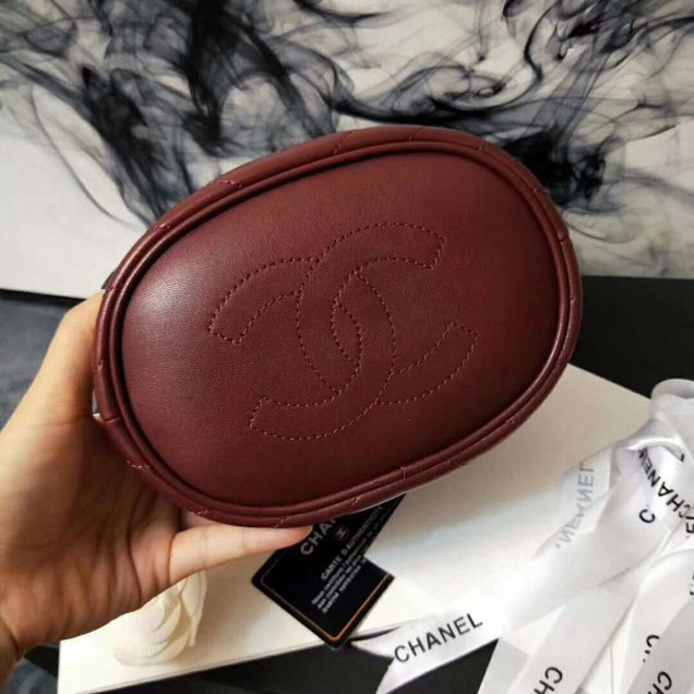 Chanel Chevron Lambskin Handle with Chic Bucket Bag A57861 Burgundy 2018 Collection