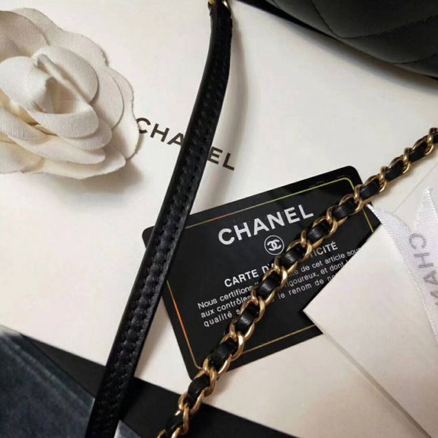 Chanel Chevron Lambskin Handle with Chic Bucket Bag A57861 Black 2018 Collection
