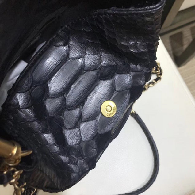 Chanel Python Skin Leather Handle with Chic Bucket Bag A57861 Black 2018