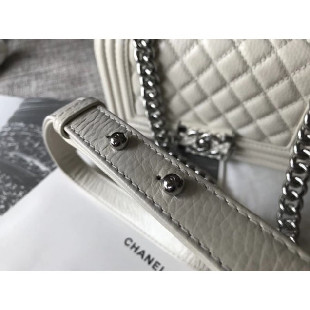 Chanel Small Metallic Crumpled Waxy Leather Resin Boy Flap Shoulder Bag Creamy