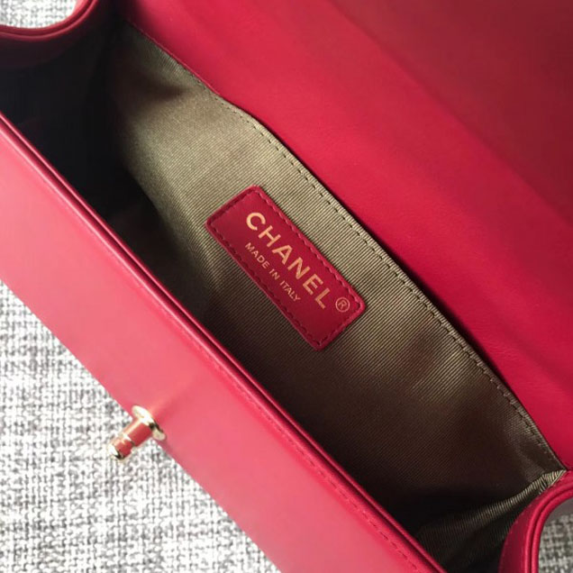 Chanel Shine Gold Hardware Boy Chevron Flap Medium Bag Dark Red