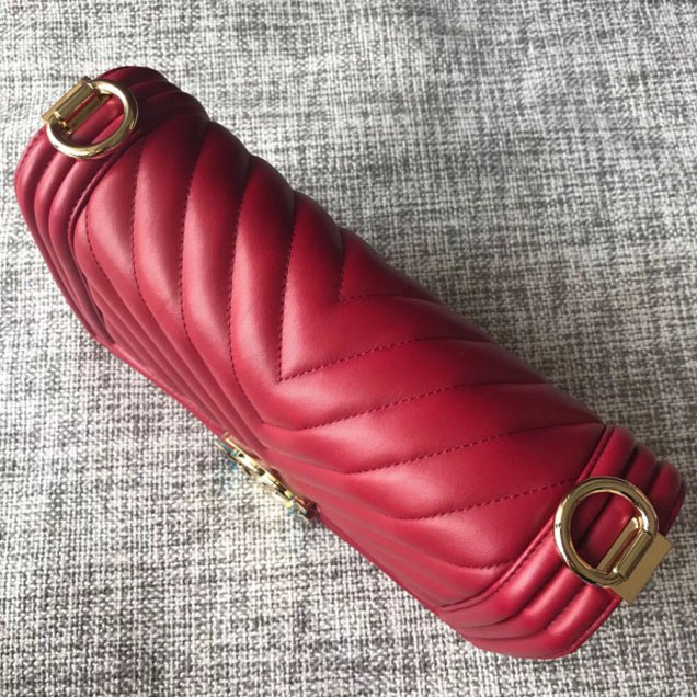Chanel Shine Gold Hardware Boy Chevron Flap Medium Bag Dark Red