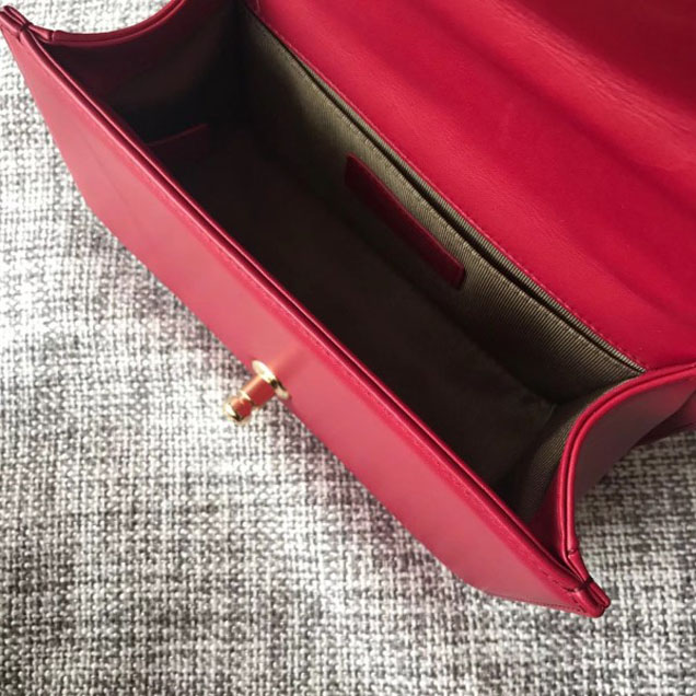 Chanel Shine Gold Hardware Boy Chevron Flap Small Bag Dark Red