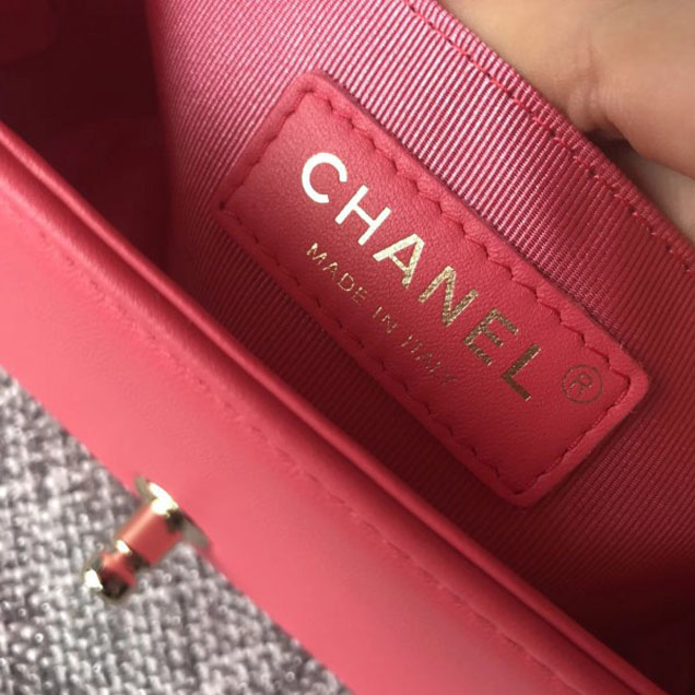 Chanel Shine Gold Hardware Boy Chevron Flap Small Bag Dark Pink