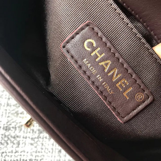 Chanel Shine Gold Hardware Boy Chevron Flap Small Bag Coffee