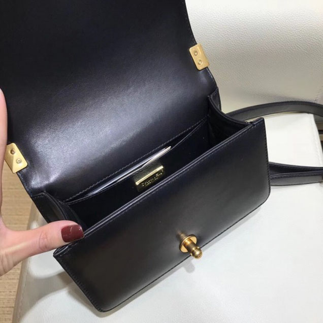Chanel Lizard Pattern Boy Flap Shoulder Small Bag Black