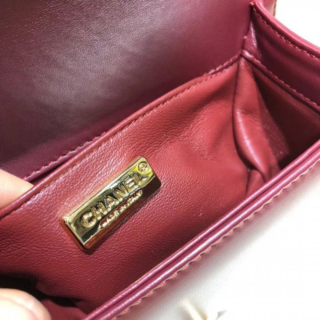 Chanel Lizard Pattern Boy Flap Shoulder Small Bag Burgundy