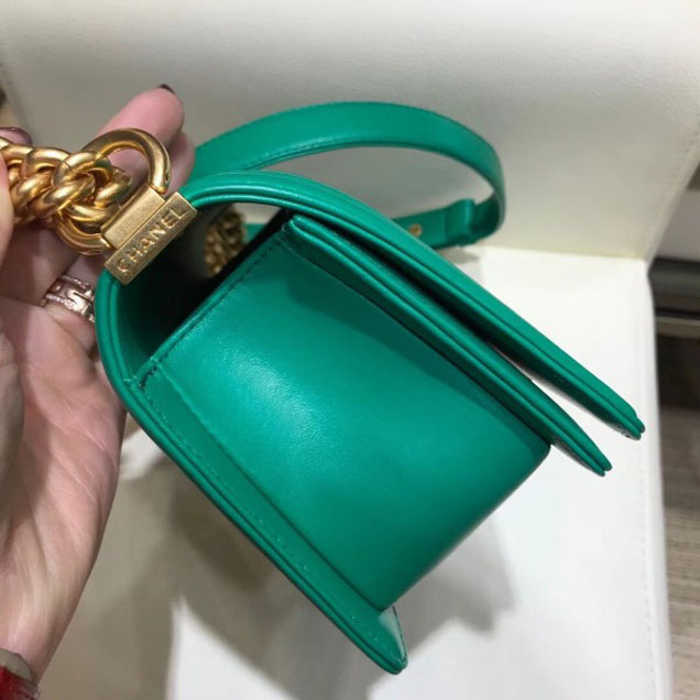 Chanel Lizard Pattern Boy Flap Shoulder Small Bag Green