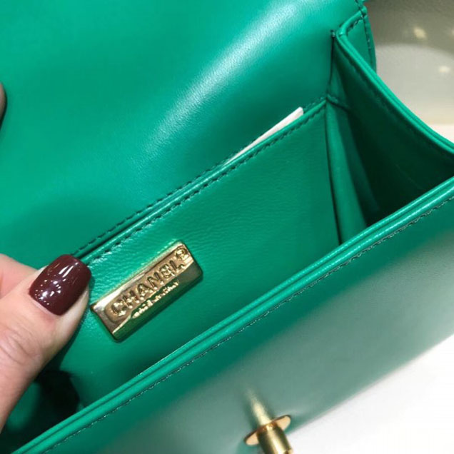Chanel Lizard Pattern Boy Flap Shoulder Small Bag Green