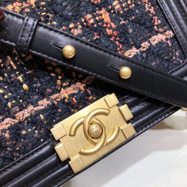 Chanel Tweed Boy Flap Shoulder Medium Bag 2018